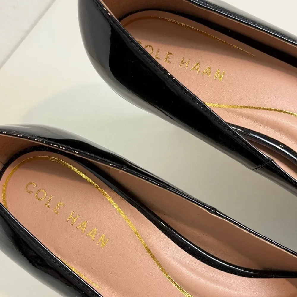 Cole Haan Grand 360 Drado Peep Toe Platform Pumps Heels Black Patent Leather 10